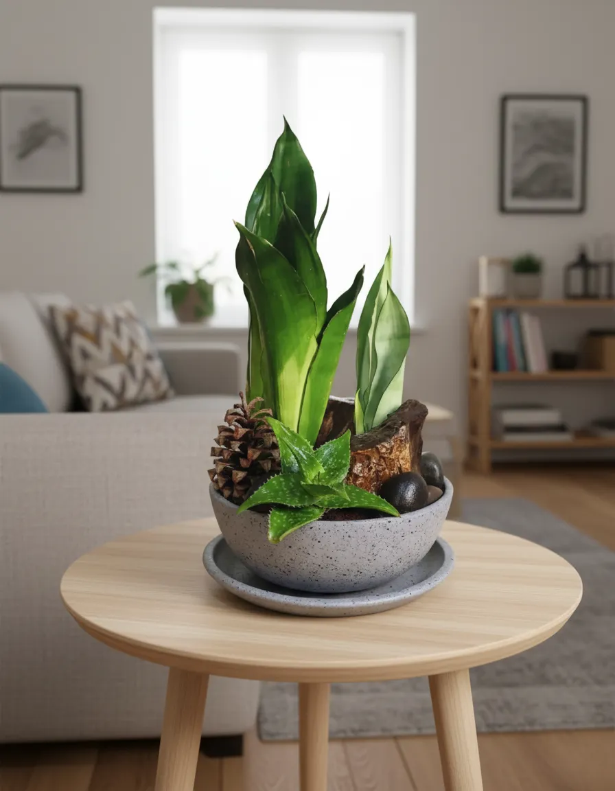 Pinecone Cactus Set with Terrazzo Grey Pot 1