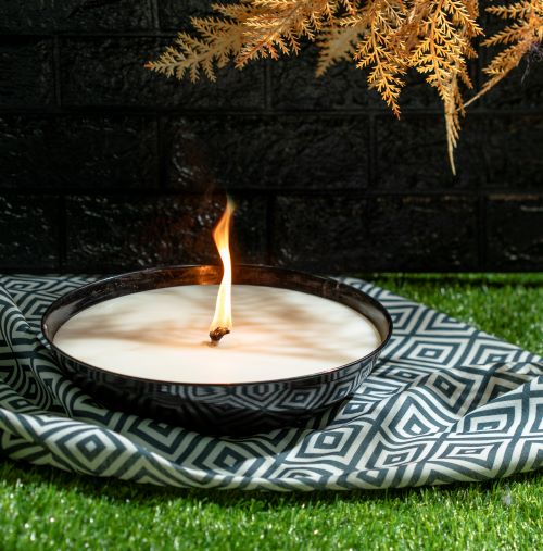 Large Outdoor Lemon Scented Citronella Bowl in Black 1