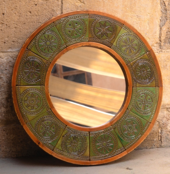Aghrew Ceramic Mirror with Wooden Frame  6
