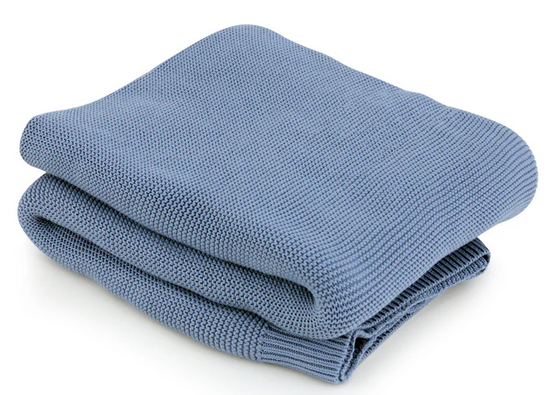 Indigo Cotton Knit Throw Blanket 0