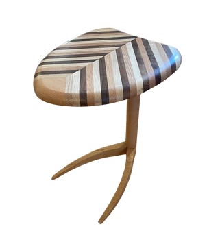 Leaf Side Table - Solid Wood - Base Slides Under Sofas 0
