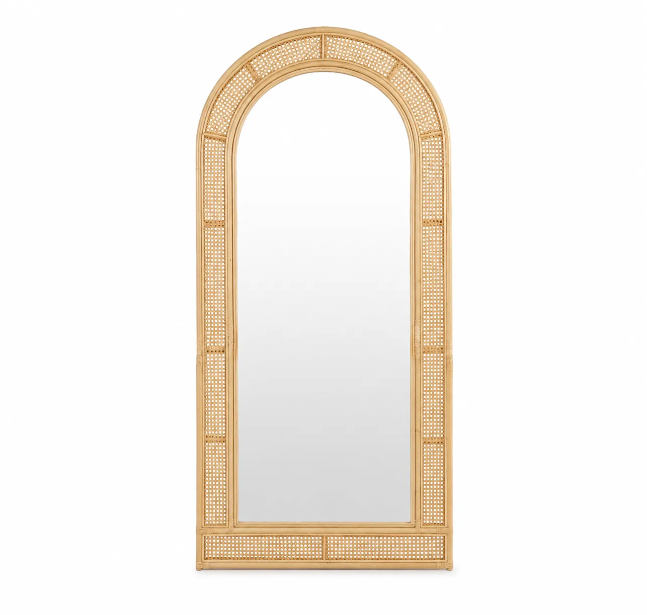 Josie Handcrafted Boho-Style Cane and Bamboo Mirror image