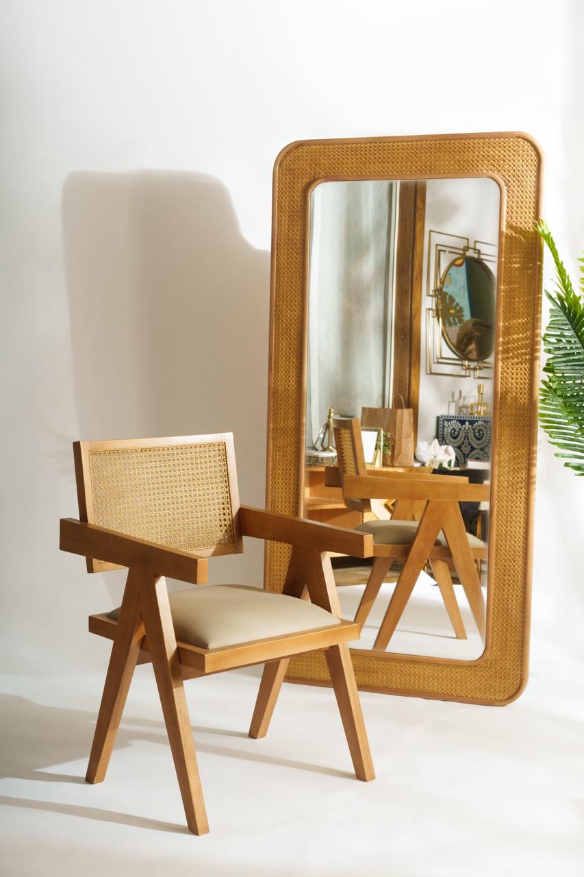 Alix Cane & Wood Mirror – Rustic Elegance 0