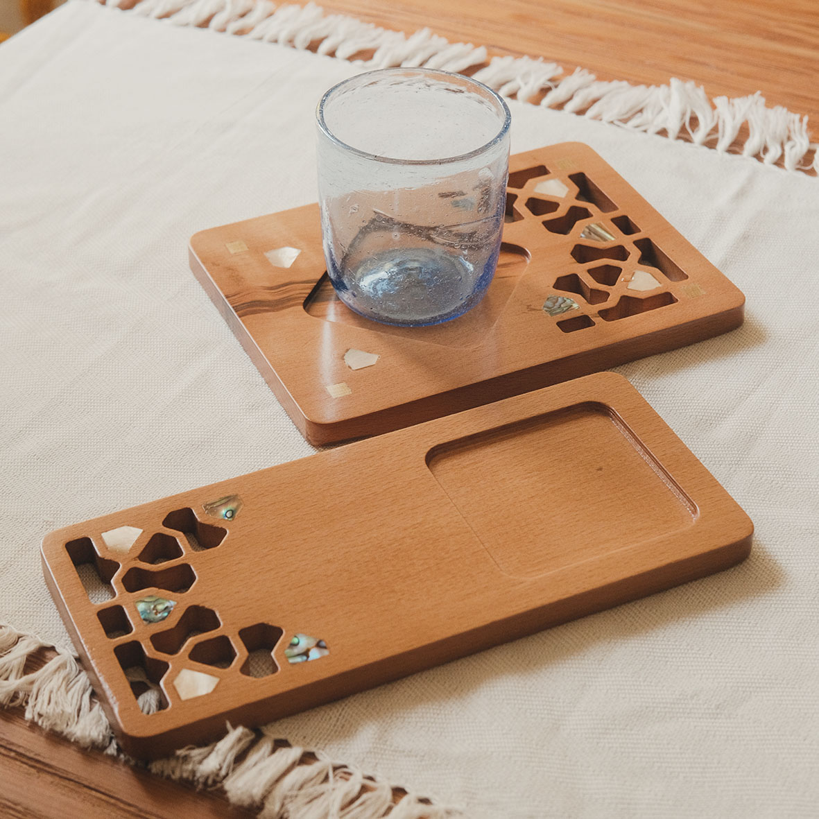 Ghazaleh Coaster Plate - Beech Wood And Pearl Inlaid 2
