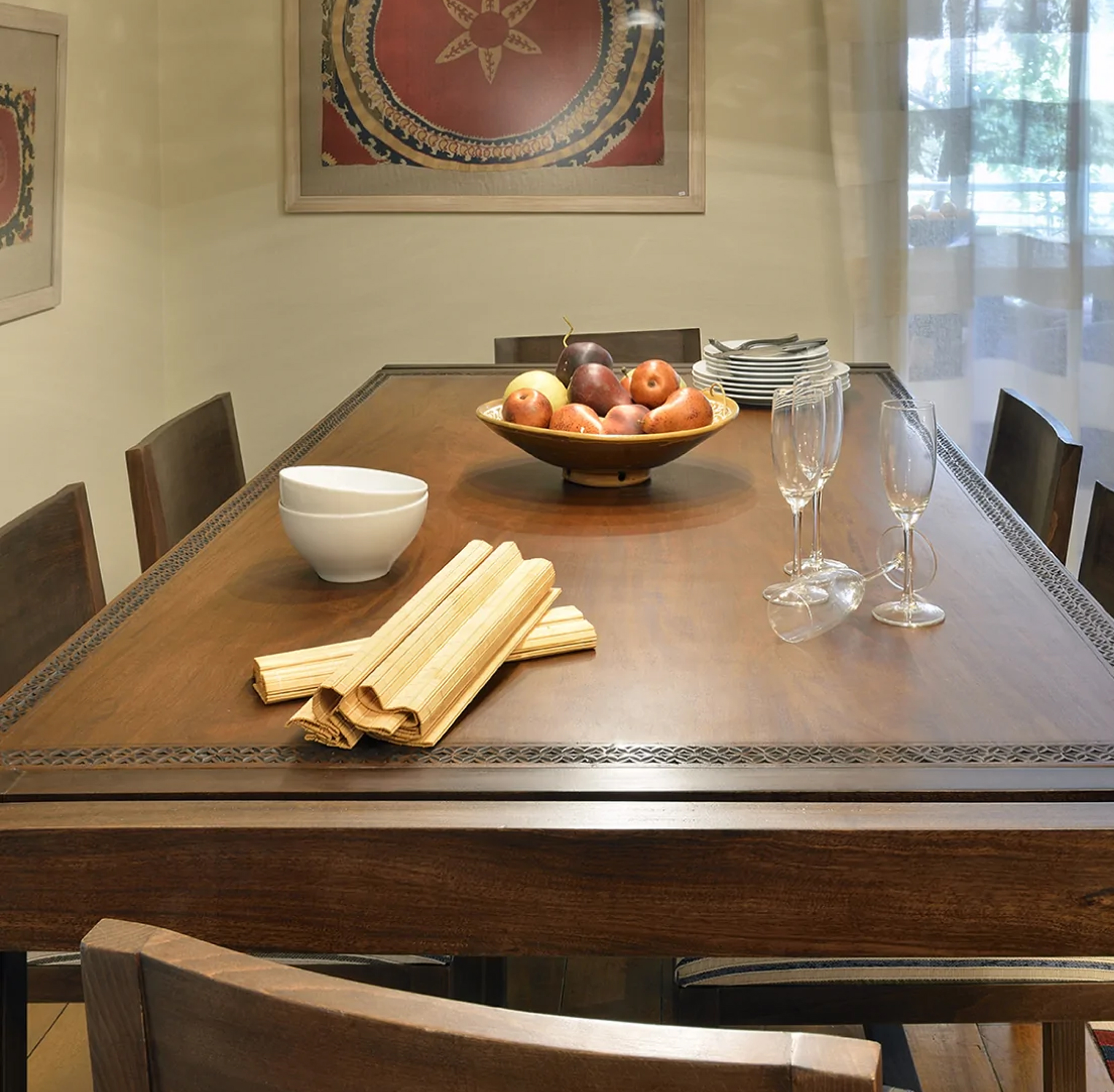 Enriche Classic Dining Table With Handcrafted Engravings 3