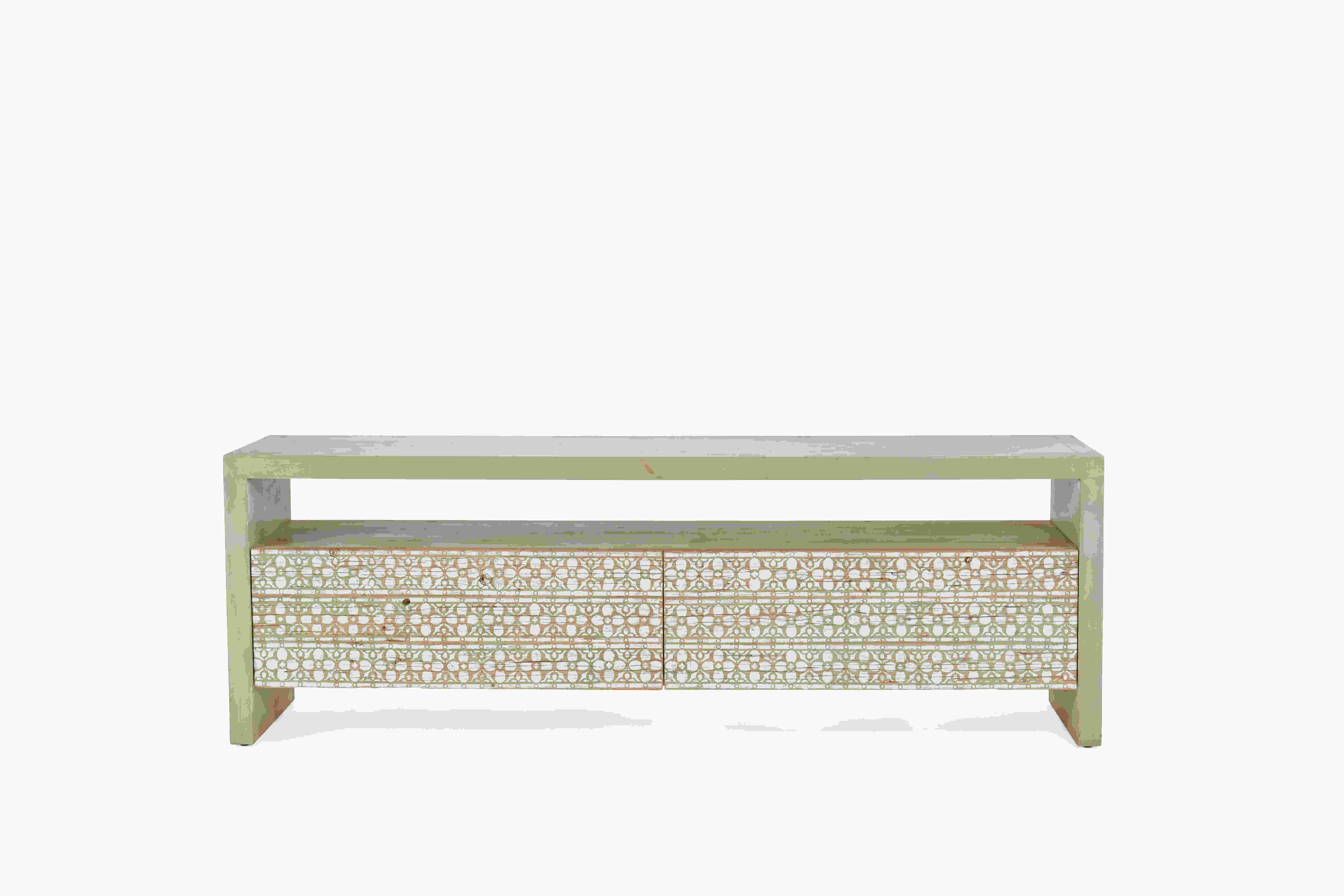 Fola Patterned TV Unit Drawer With Open Storage Shelf 4