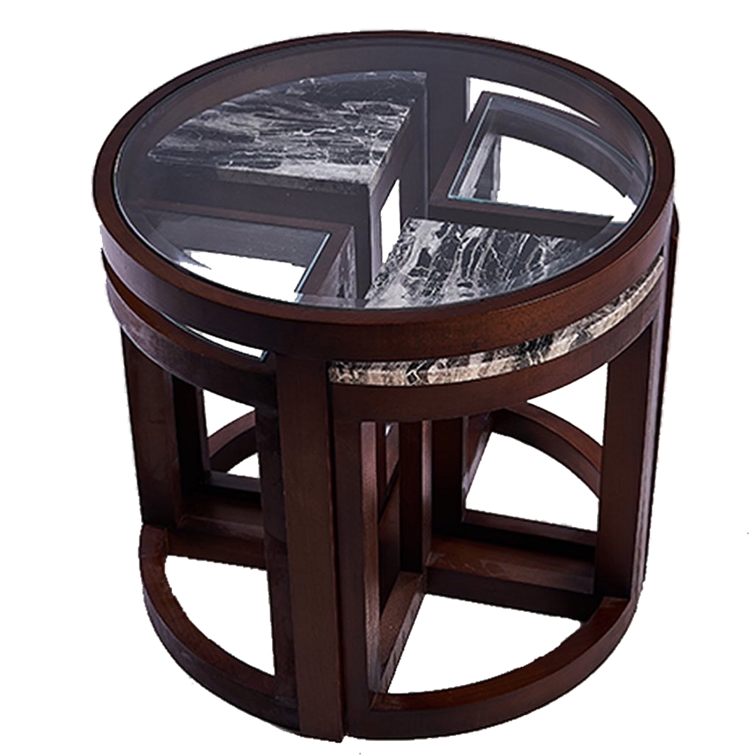 The Penta Set - 5 Nesting Side Tables - Round Top 0
