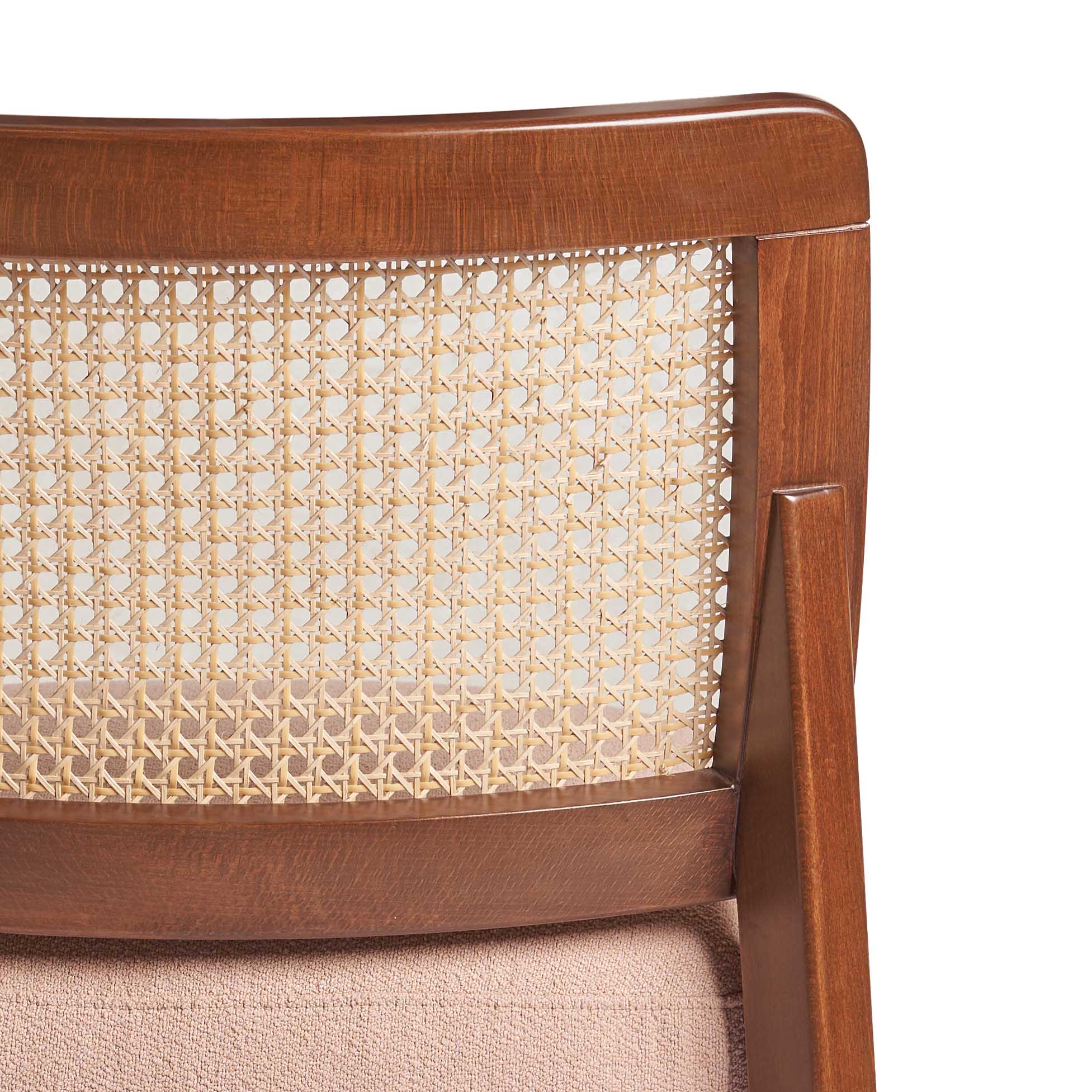 Mellow Wooden Chair – Cushioned Seat With Cane Backrest 2