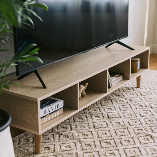 Aero TV Unit – Sleek Design With Natural Wooden Legs 2
