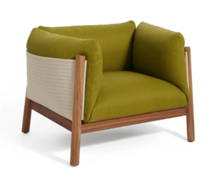 Nui Armchair - Soft Upholstery Fabric - Wooden Frame 4