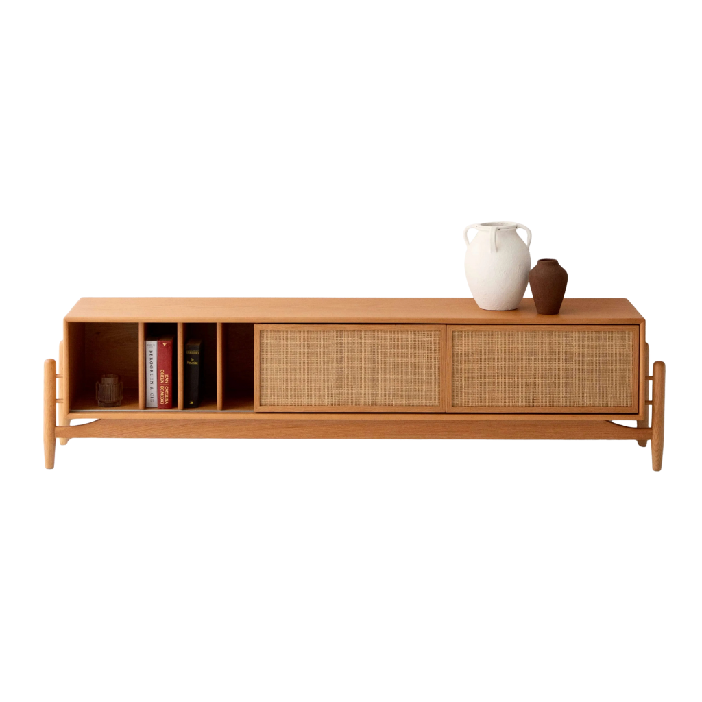 Birla TV Unit - Wood & Rattan Media Console 0