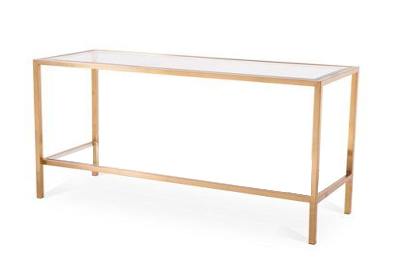 Gold Leg Glass Top Console 0