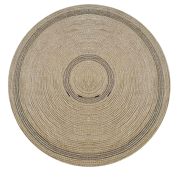 Circle Jute Rug with Black Stitches 0