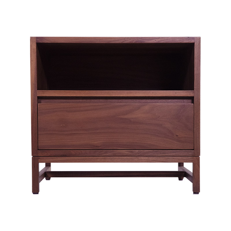 Walnut Bedside Table with Upper Shelf 1