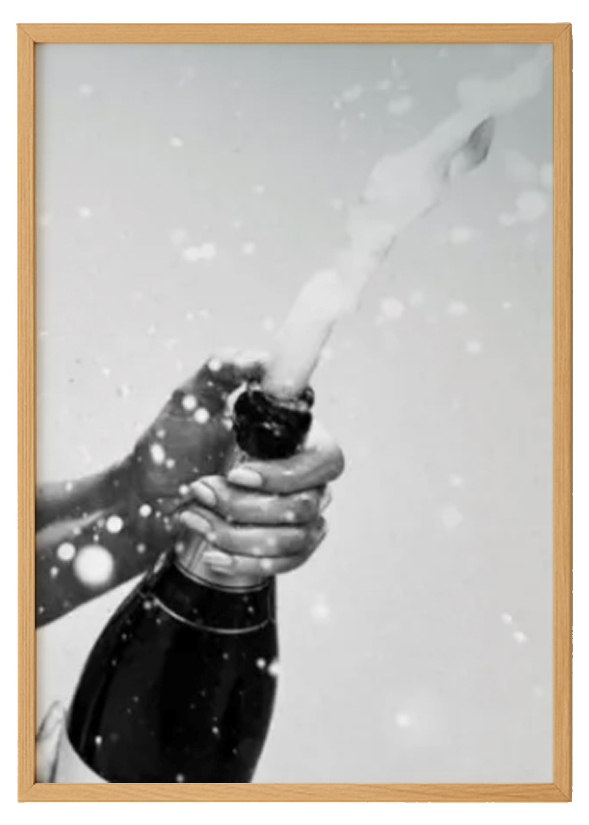 Black and White Photography Champagne Bottle Poster 0