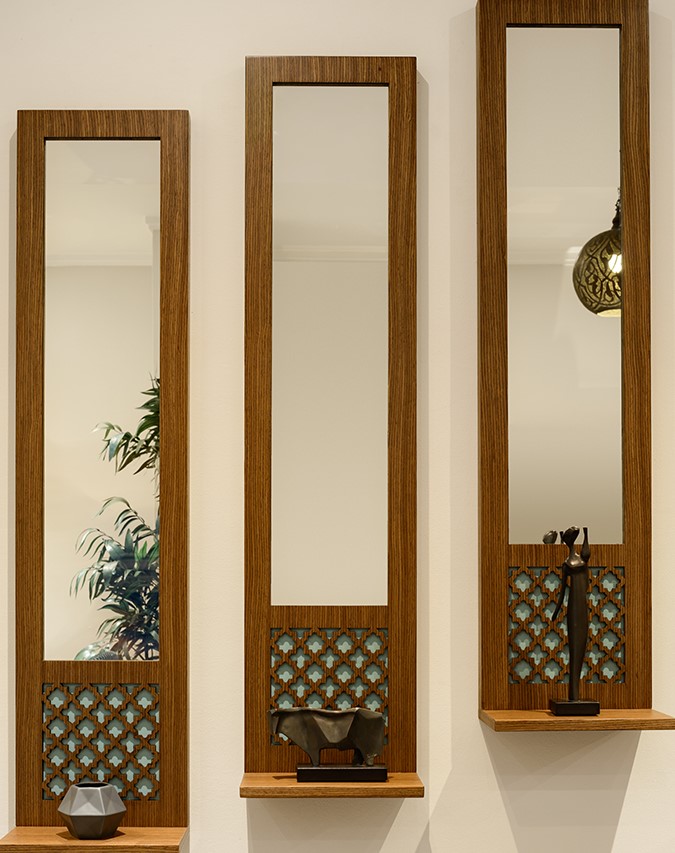 Mashrabiya-Inspired Wall Mirror Set With Functional Shelves 0