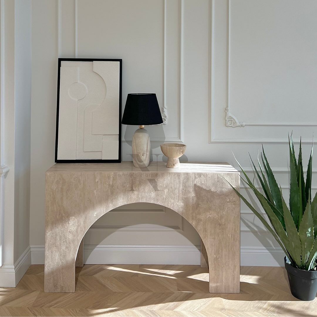 Arched Console Table - Travertine Marble 0