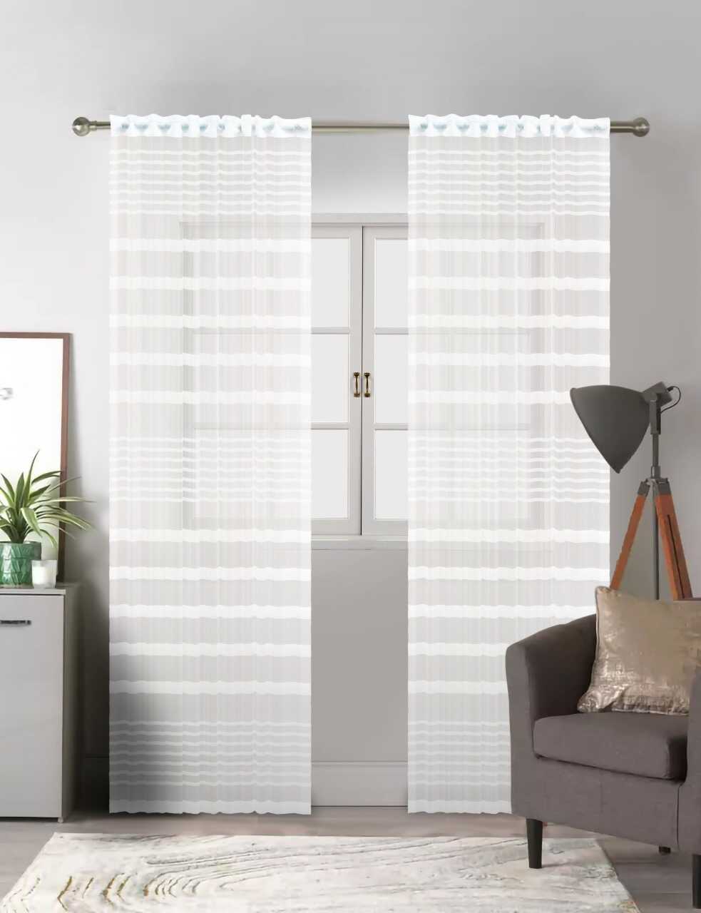 Easy  Tulle Stripe Curtains Color white-1panel 140cmX280cm 0