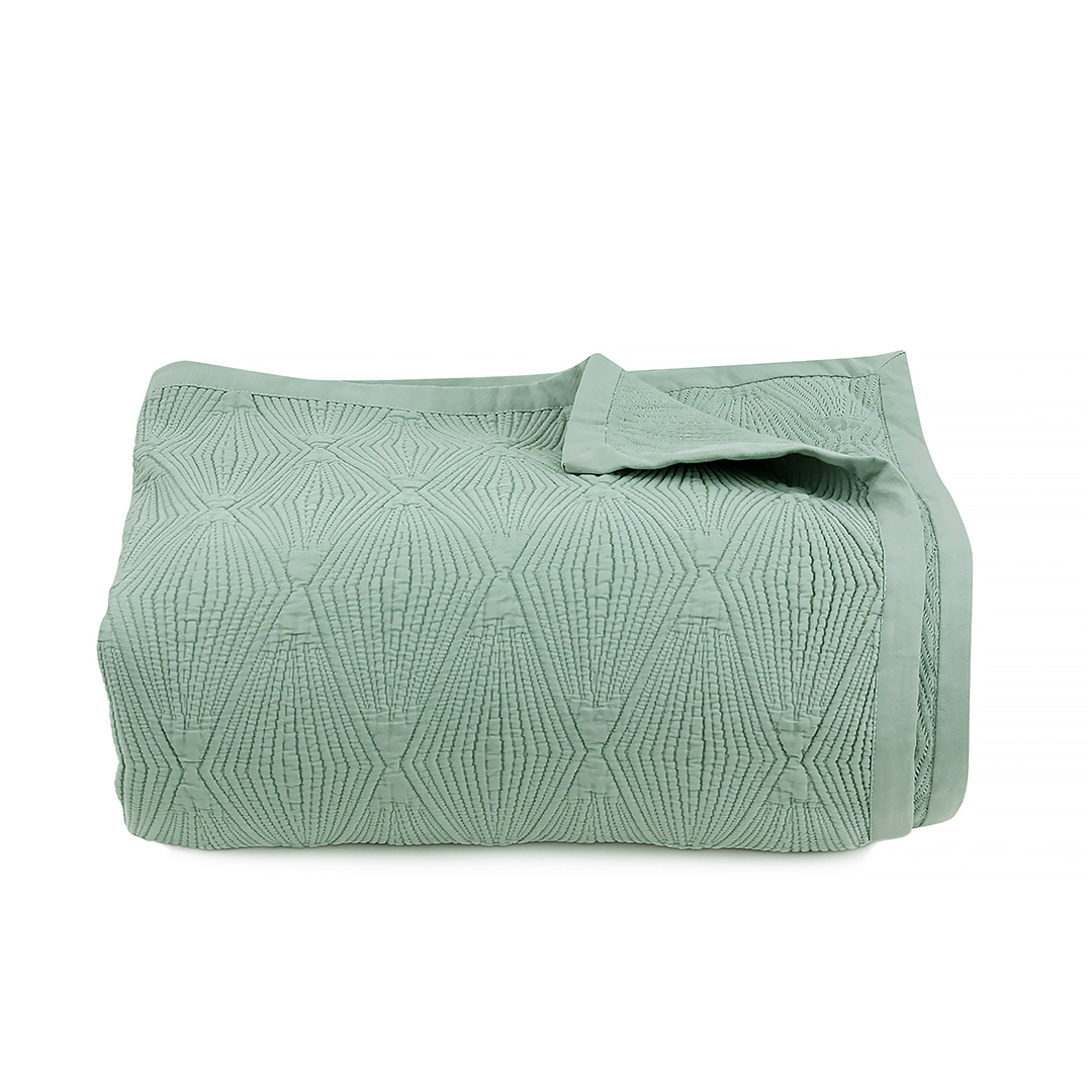 Jade Green Diamond Jacquard Bedspread 0