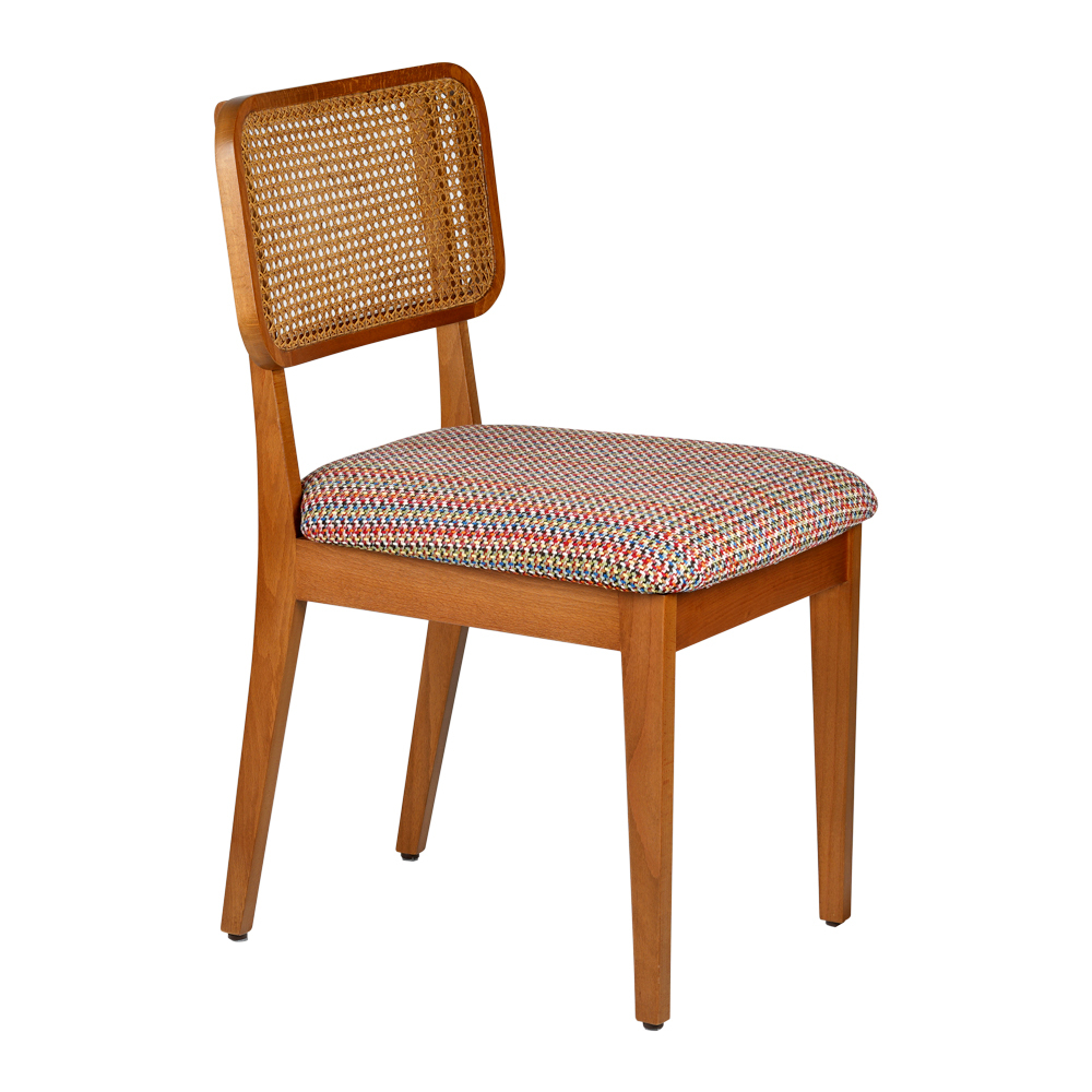 Ela Dining Chair (Multicolor Fabric) - Cane Back 0
