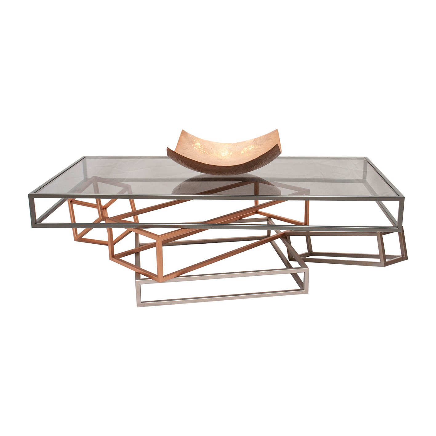 Blocks Stainless Steel Coffee Table With Glass Top 0