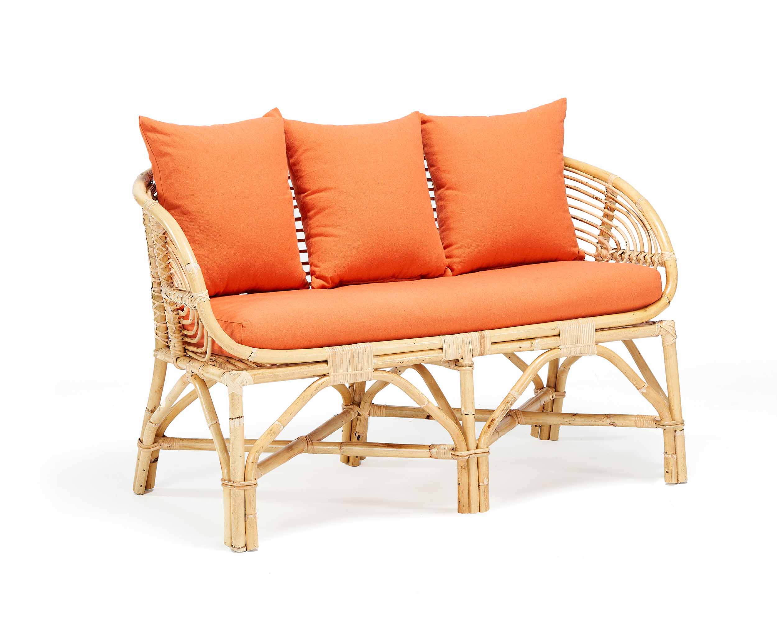 Allegra Bamboo Outdoor Set With Orange Cushions 3