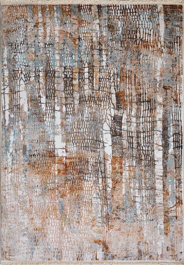 Famous Land - Abstract Modern Beige & Rust Carpet 0