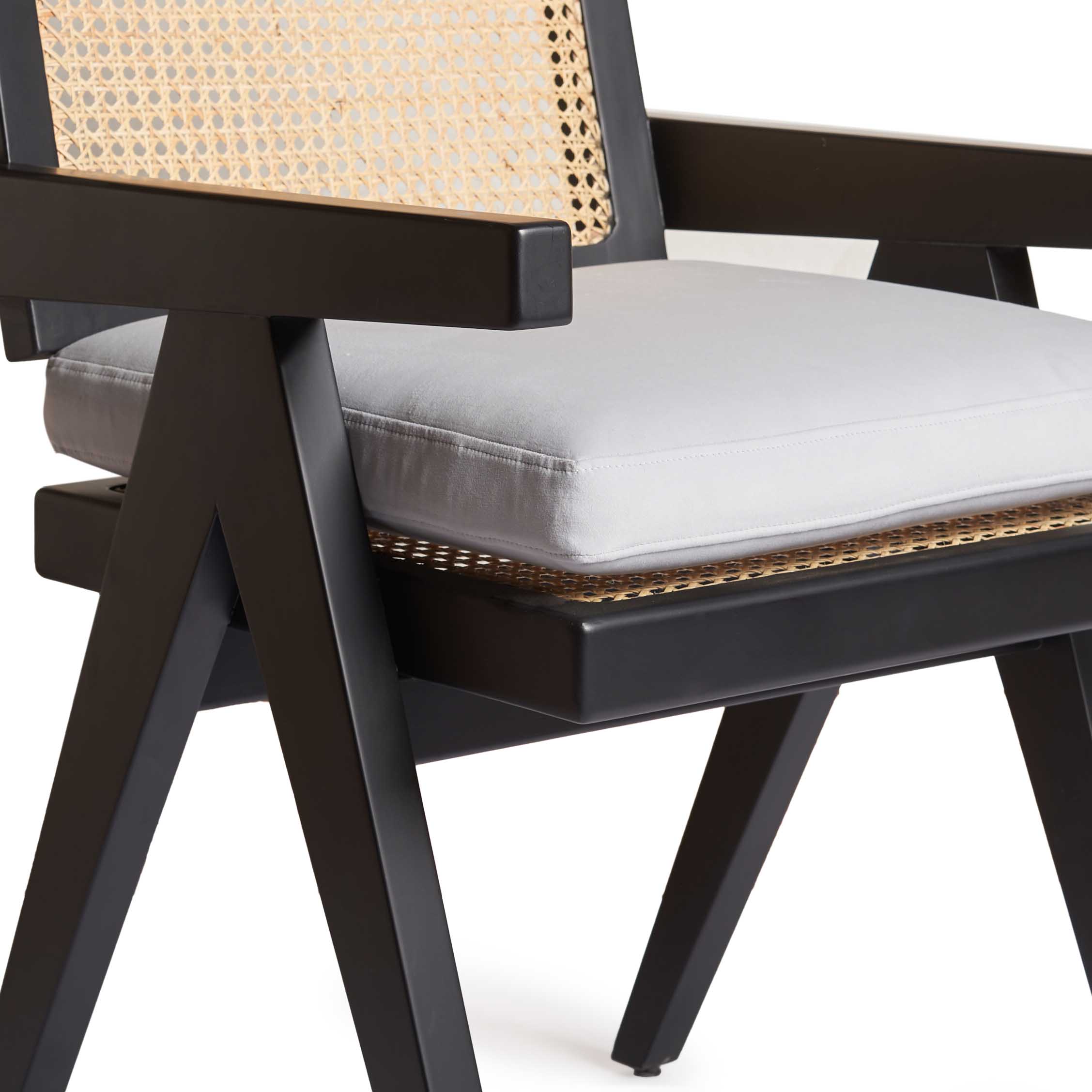 Nastia New Cane Chair – Black Frame & Cushion - Efreshli