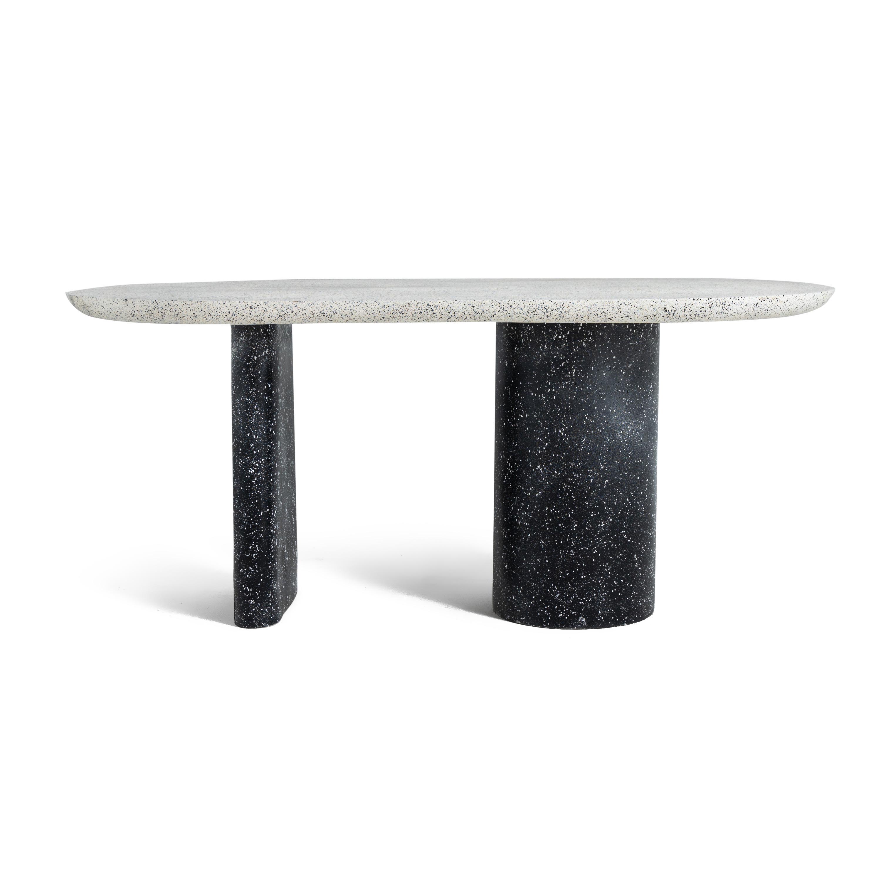 Keira Oval Fiberglass Dining Table With Stone Finish 0