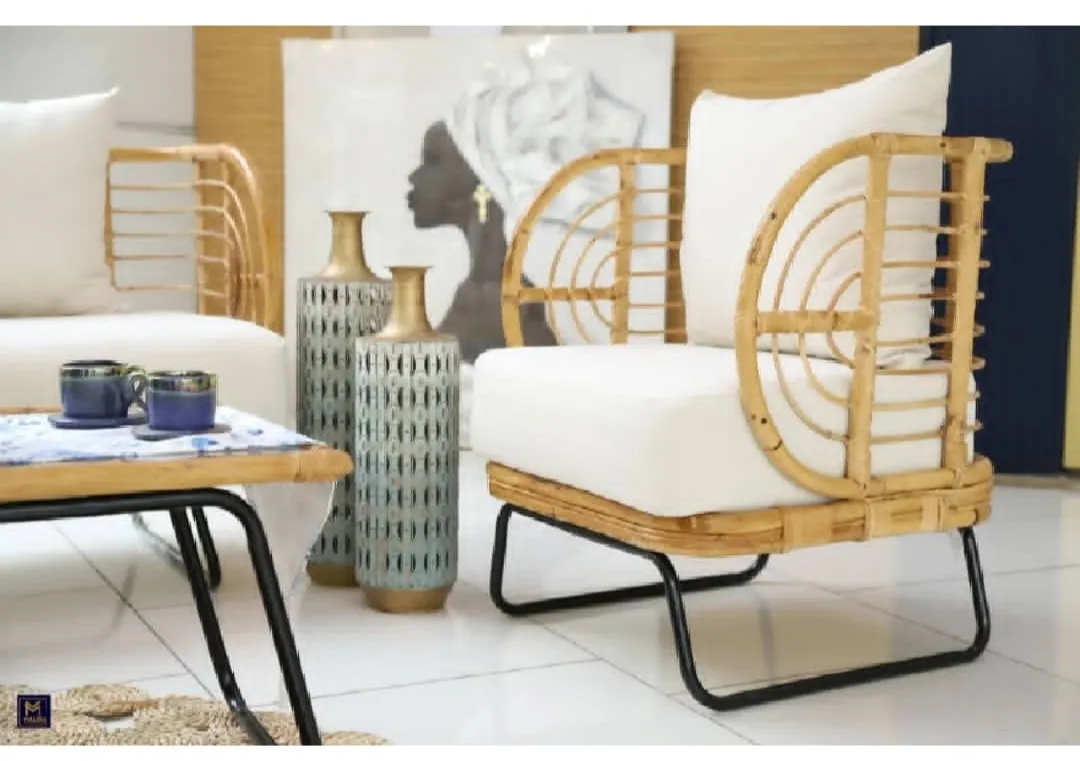 Bamboo Outdoor Chair with Metal Legs 2