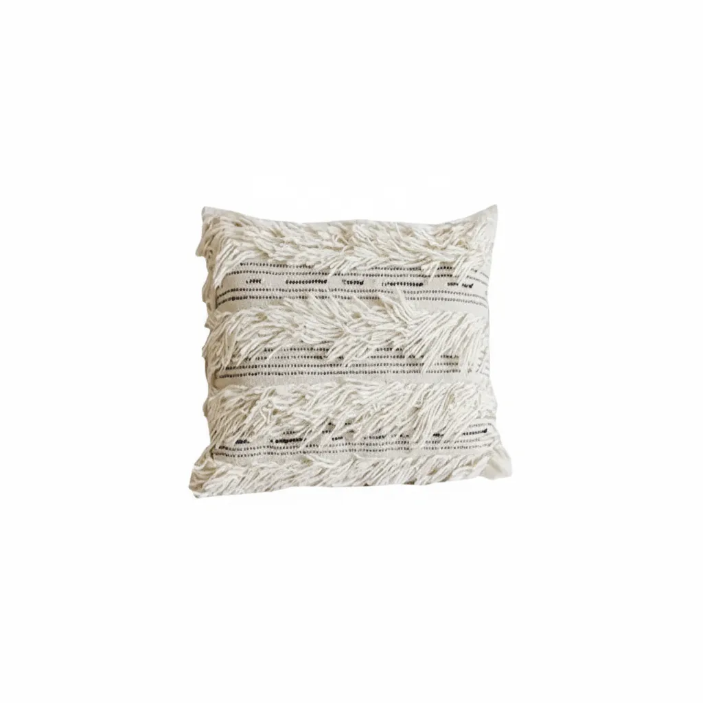White Fringe Cushion image