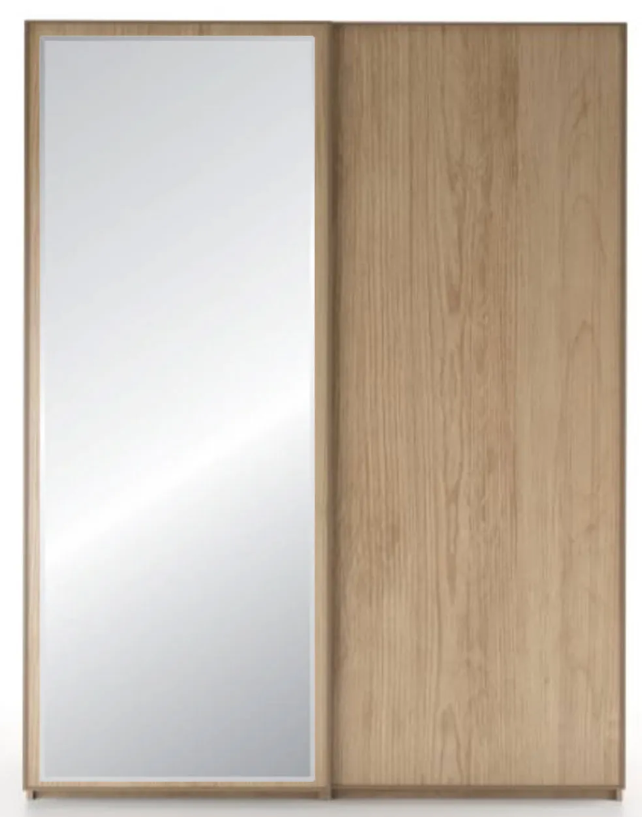 MDF Sliding Doors Wardrobe With One Full-Length Mirror and HPL Finish - 160 cm 0