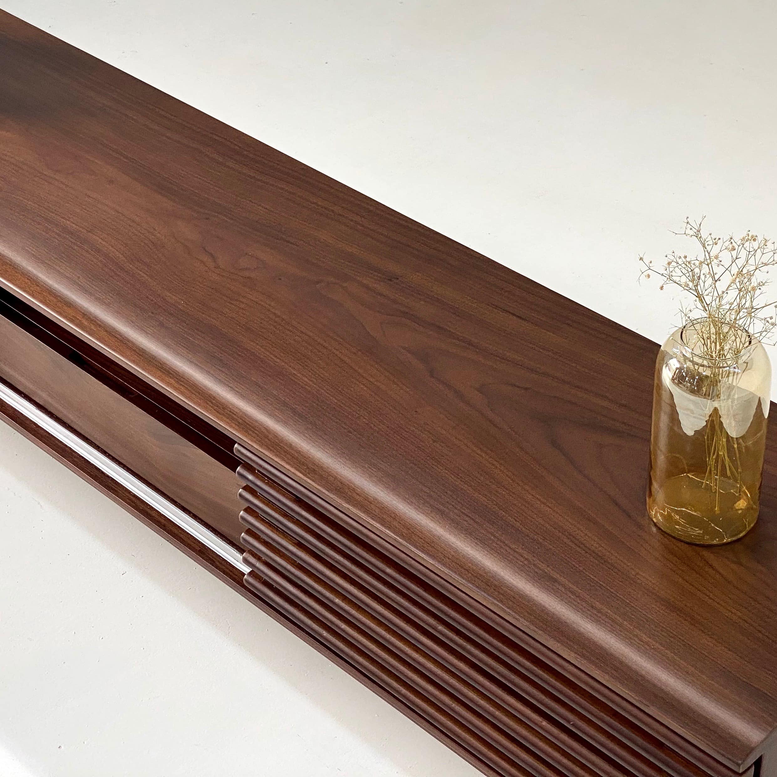 Render Mid-Century Walnut TV Unit With Beech Wood Base 2