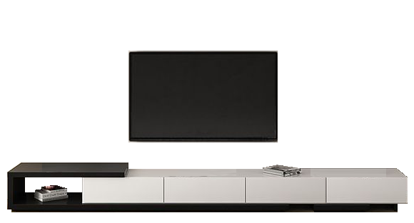 Jess Lacquered TV Unit With 4 Drawers and Shelf Black & White 0