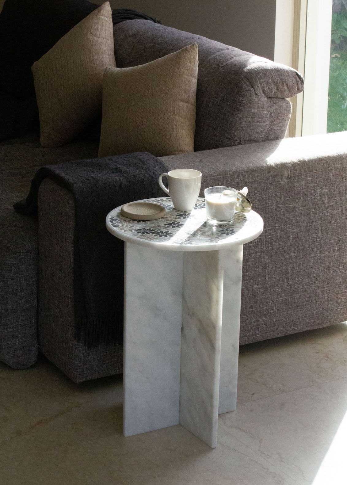 In Full Bloom Marble Side Table 1
