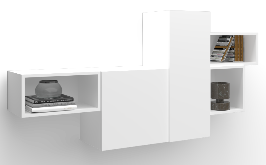 Cube Wall Unit with Open & Closed Storage Spaces - White 1
