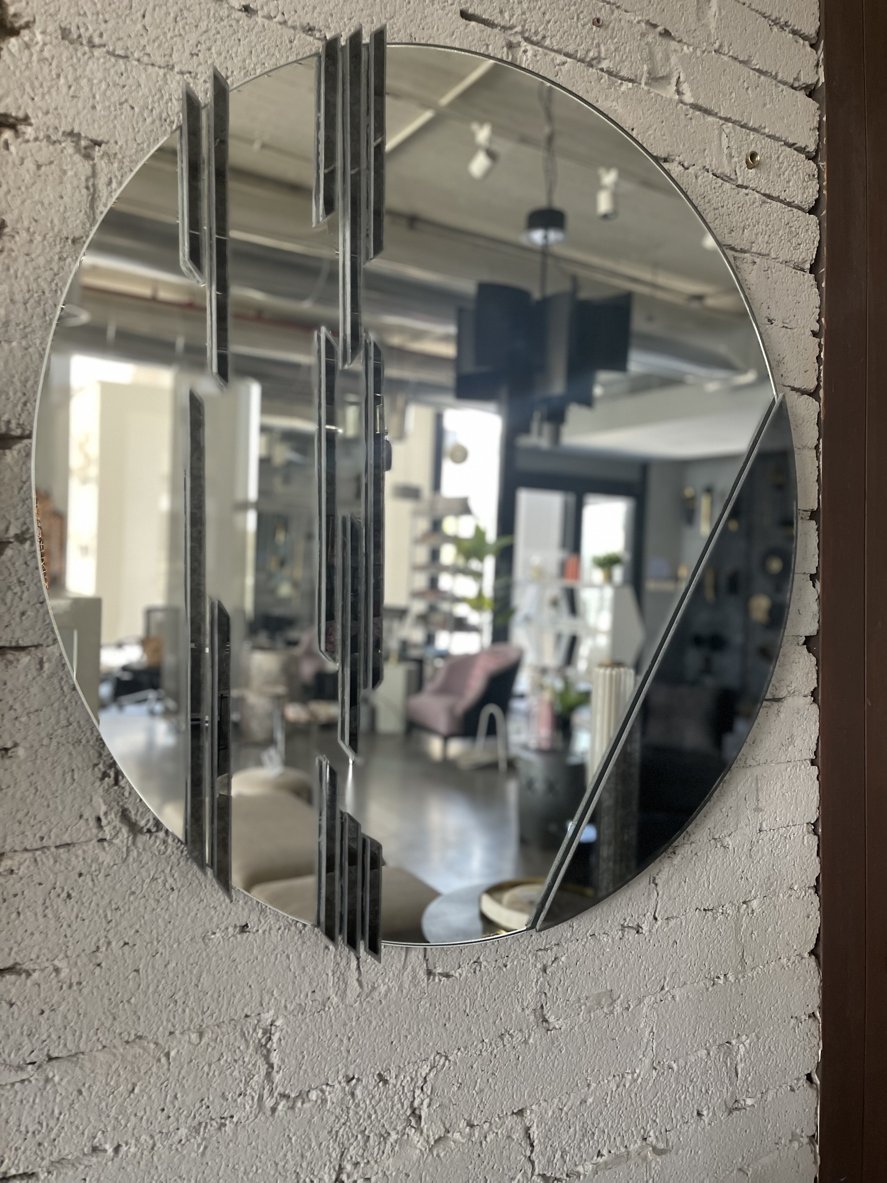 Lines Abstract Circular Mirror – Unique Artistic Statement Piece 1