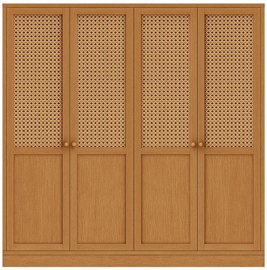 Glow Veneer Hinged Cane Wardrobe 0