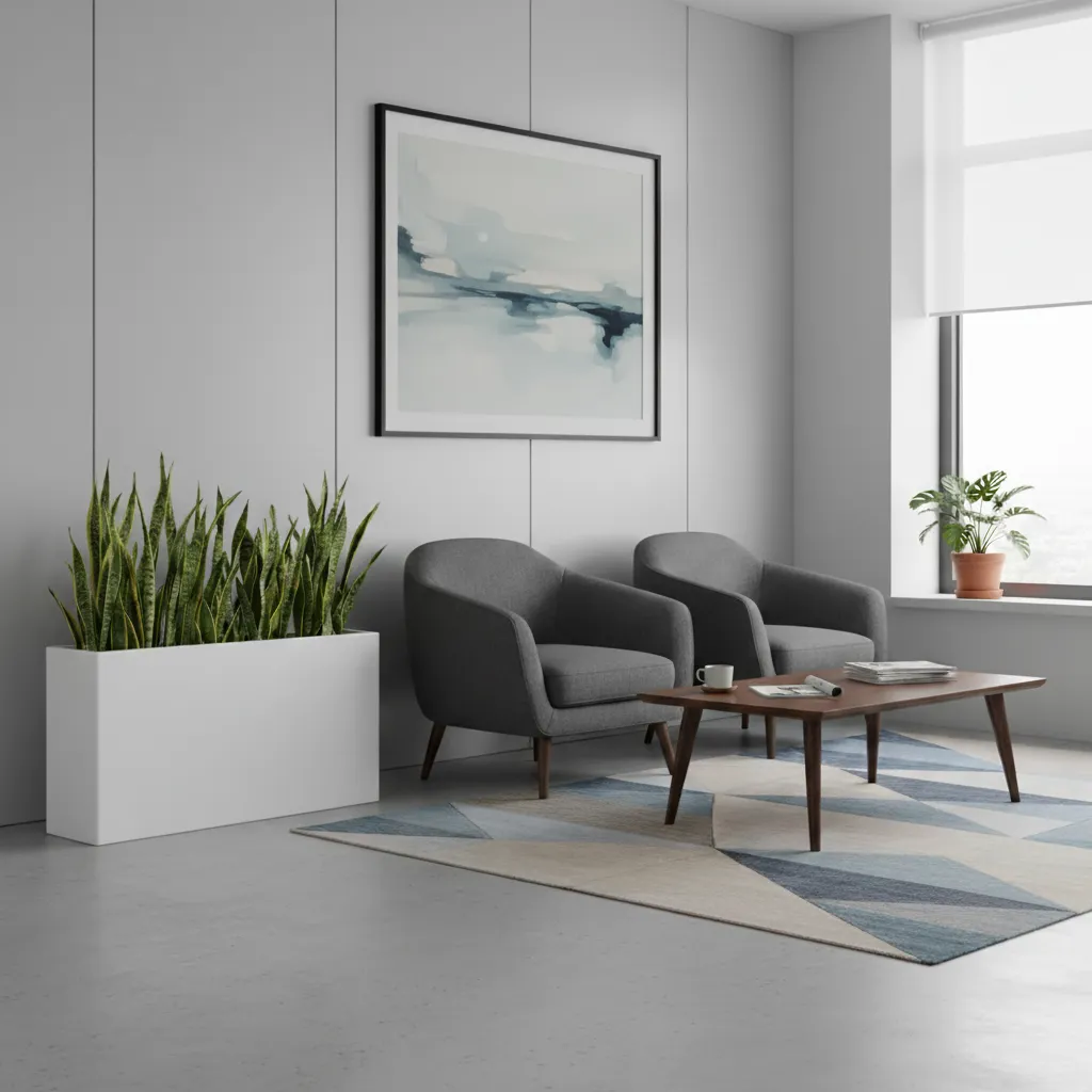 Snake Plant With Rectangular Fiberglass Plant Pot 1