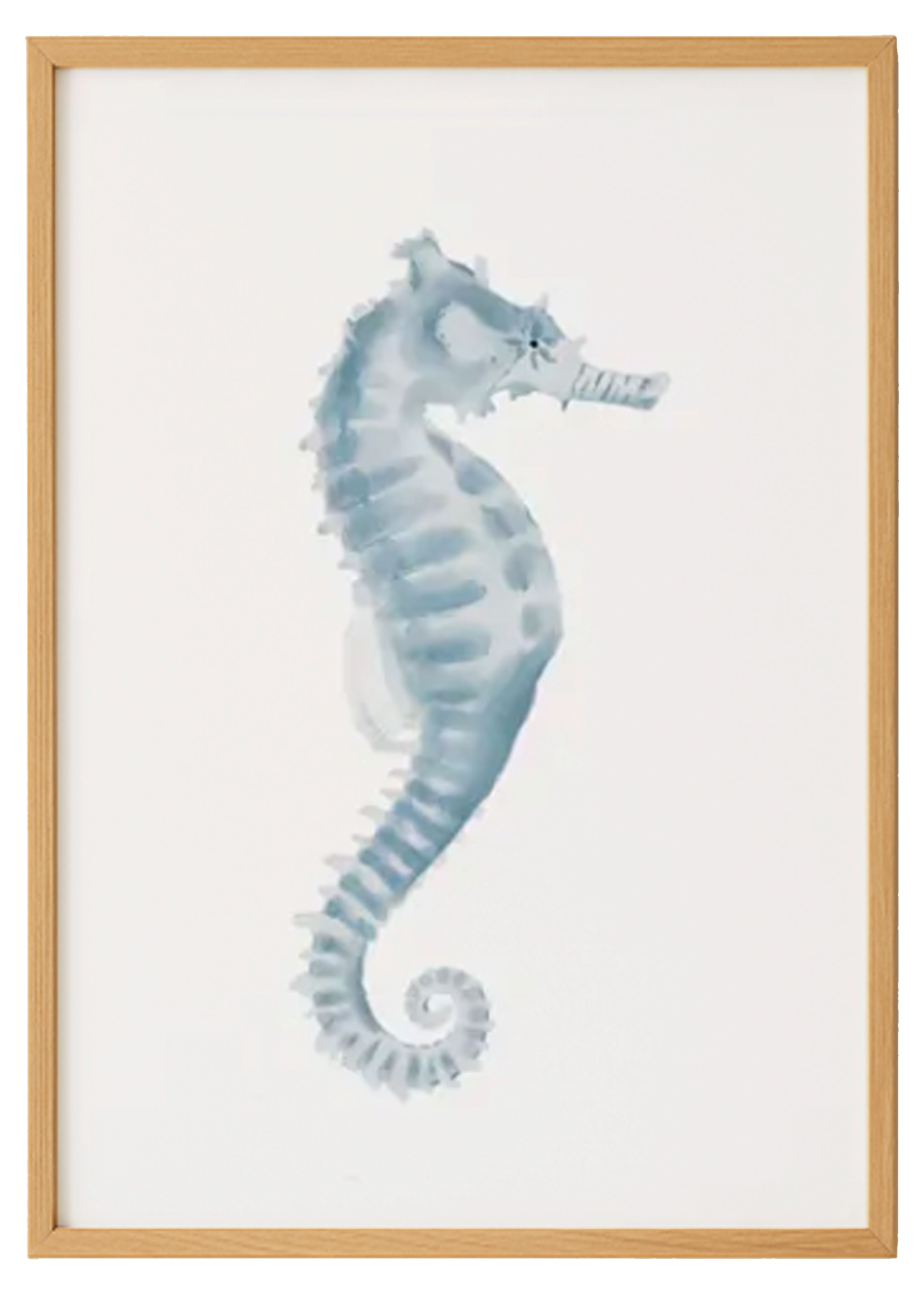 Watercolor Blue Sea Horse 0
