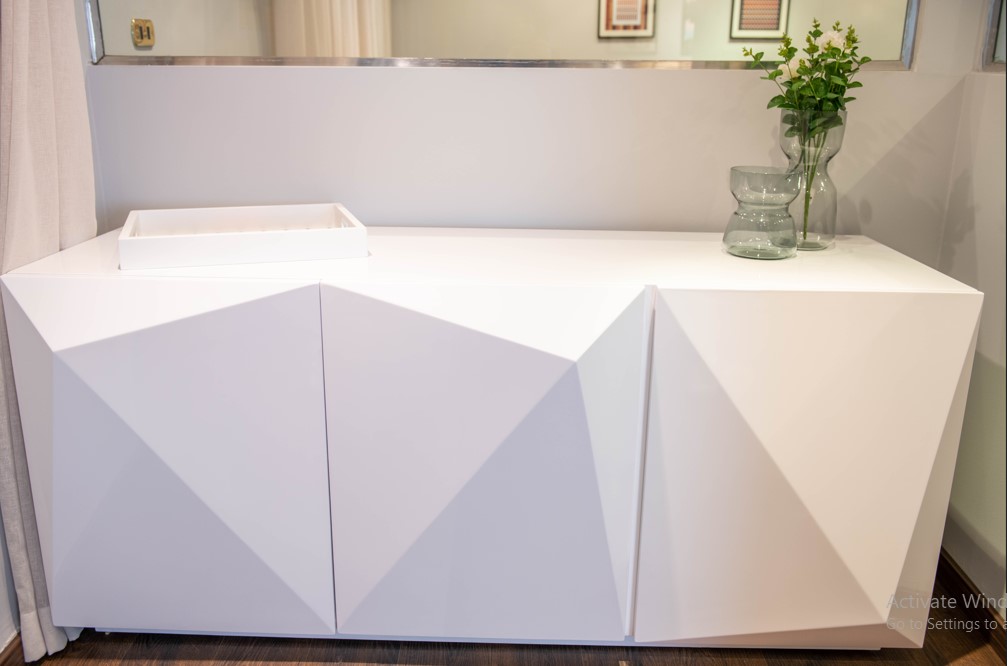 Buffet 03 - Natural Walnut Veneer And White Lacquer Finish 0