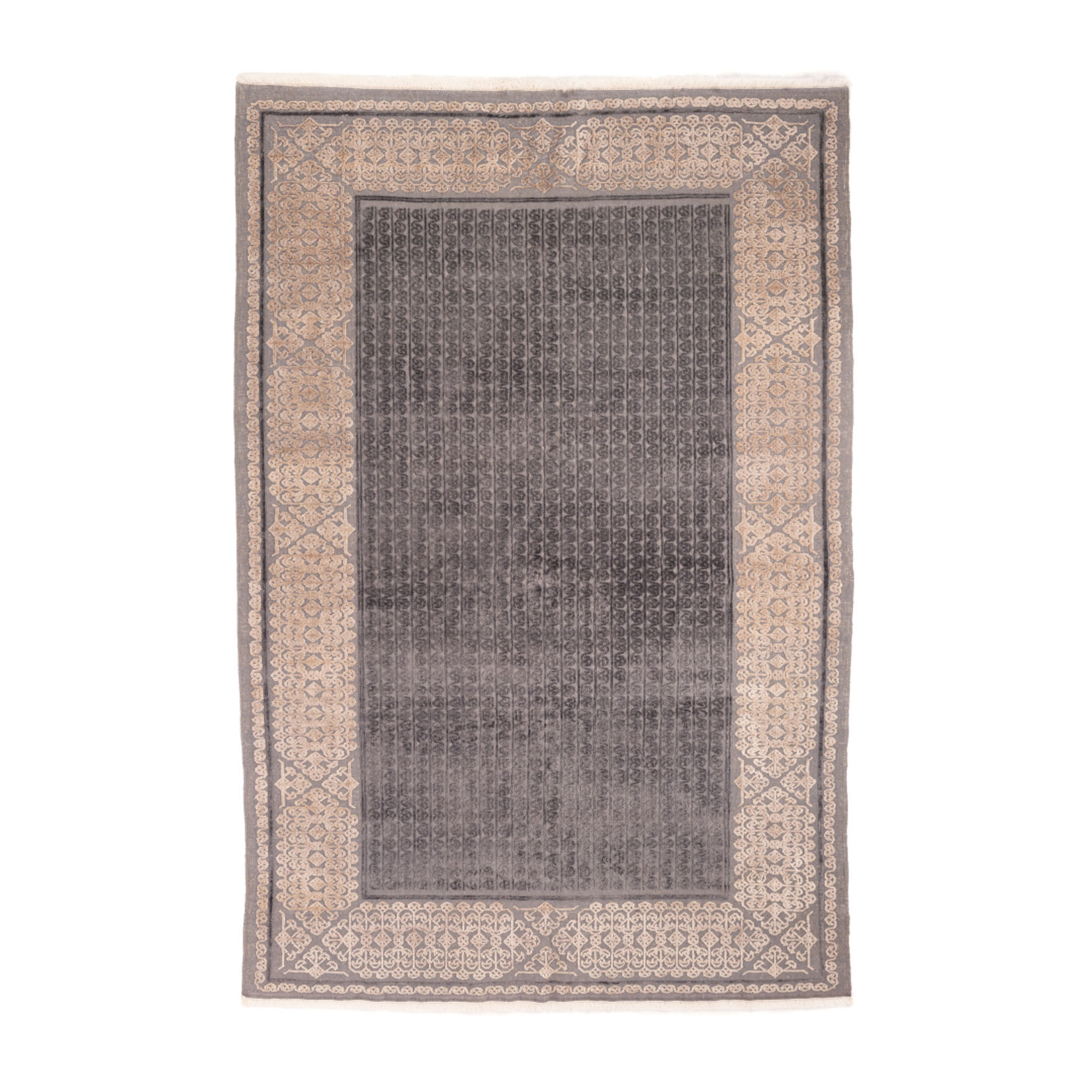 Arabesque Low Pile Hand-Knotted Carpet – Wool Base With Elegant Viscose Pattern 0
