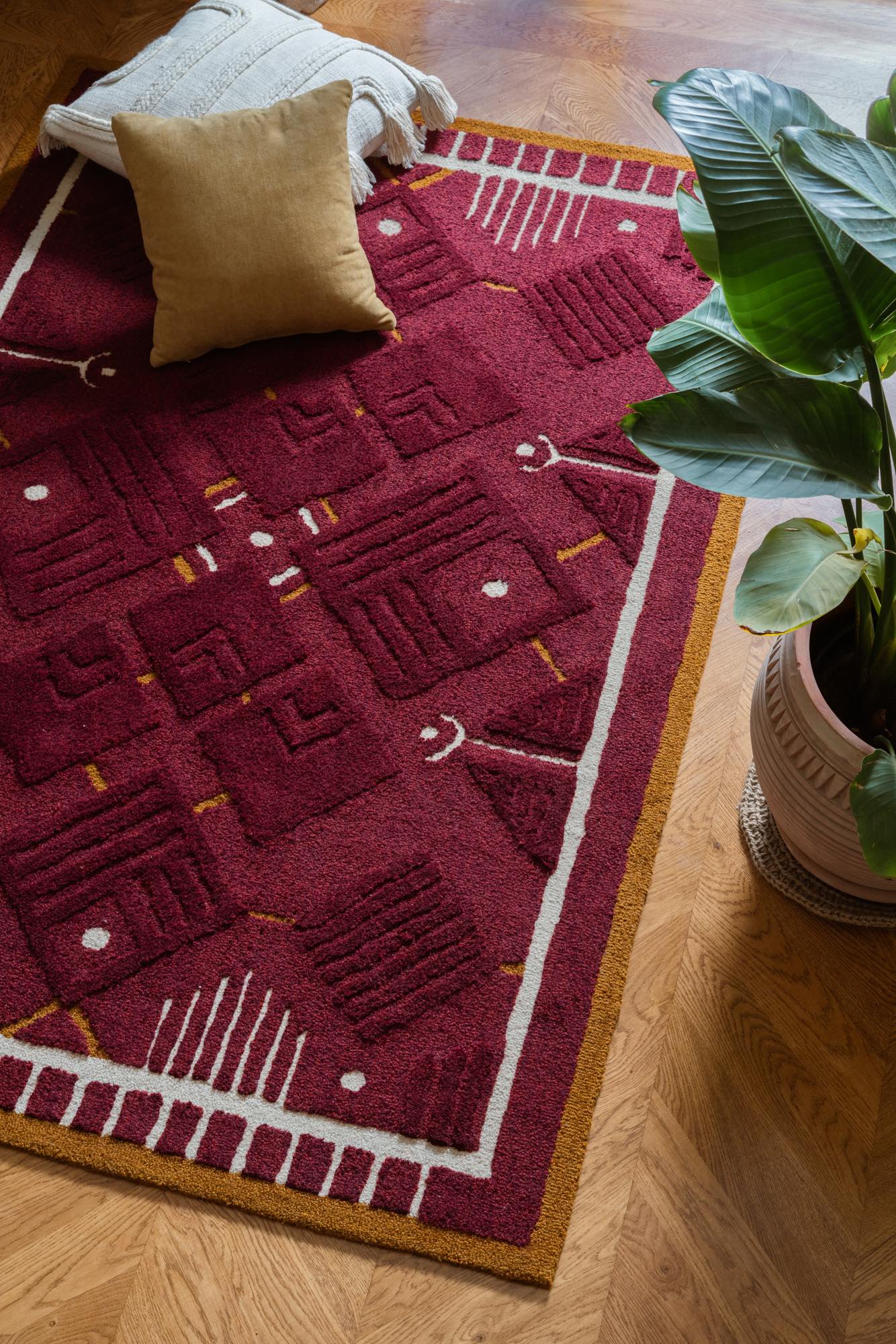 Samboksa Maroon Rug - Efreshli