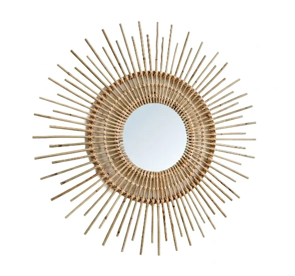 Queen Sun Handcrafted Natural Bamboo Mirror – Boho Design image