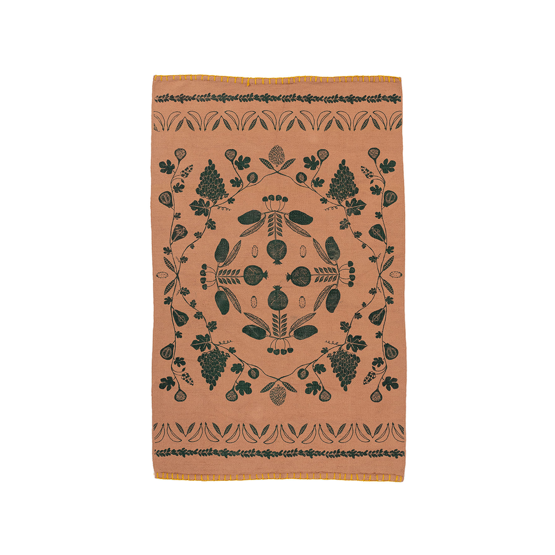Grapevine Handwoven Cotton Kilim Rug – Silk-Screen Printed Artistic Design 0
