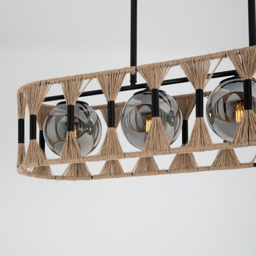 Rectangular Jute & Glass Pendant Lamp TA_BU_006 2