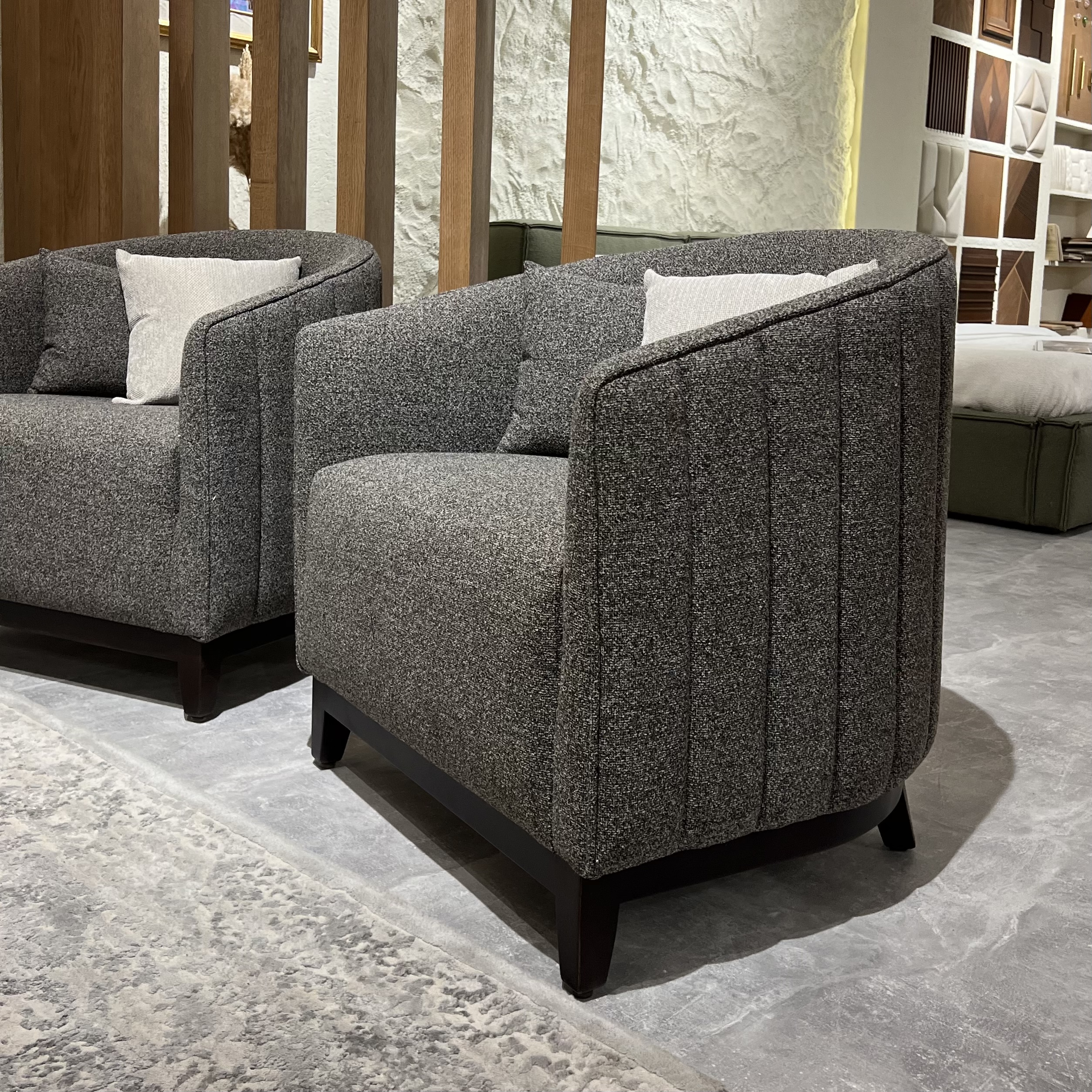 Flutes Lounge Chair - Fully Upholstered - Beech Wooden Legs 2