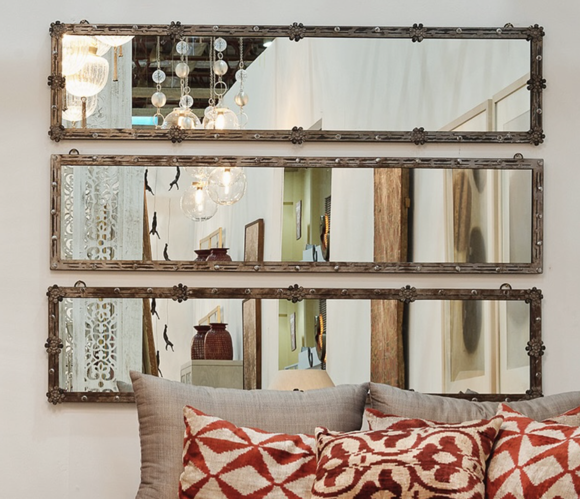 Rectangular Metal Mirror with Flower Joints 1