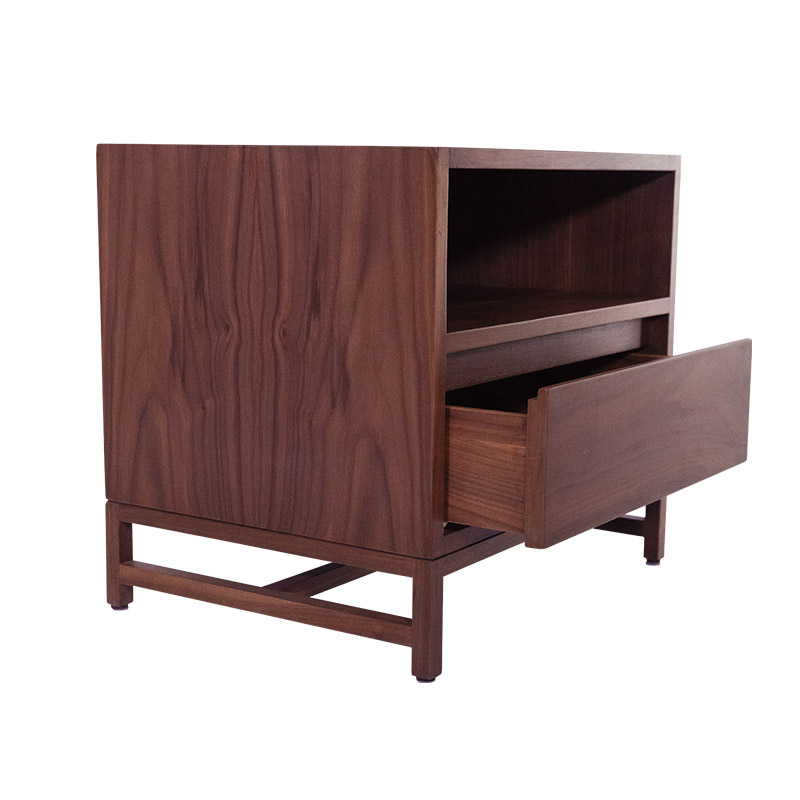 Walnut Bedside Table with Upper Shelf 2