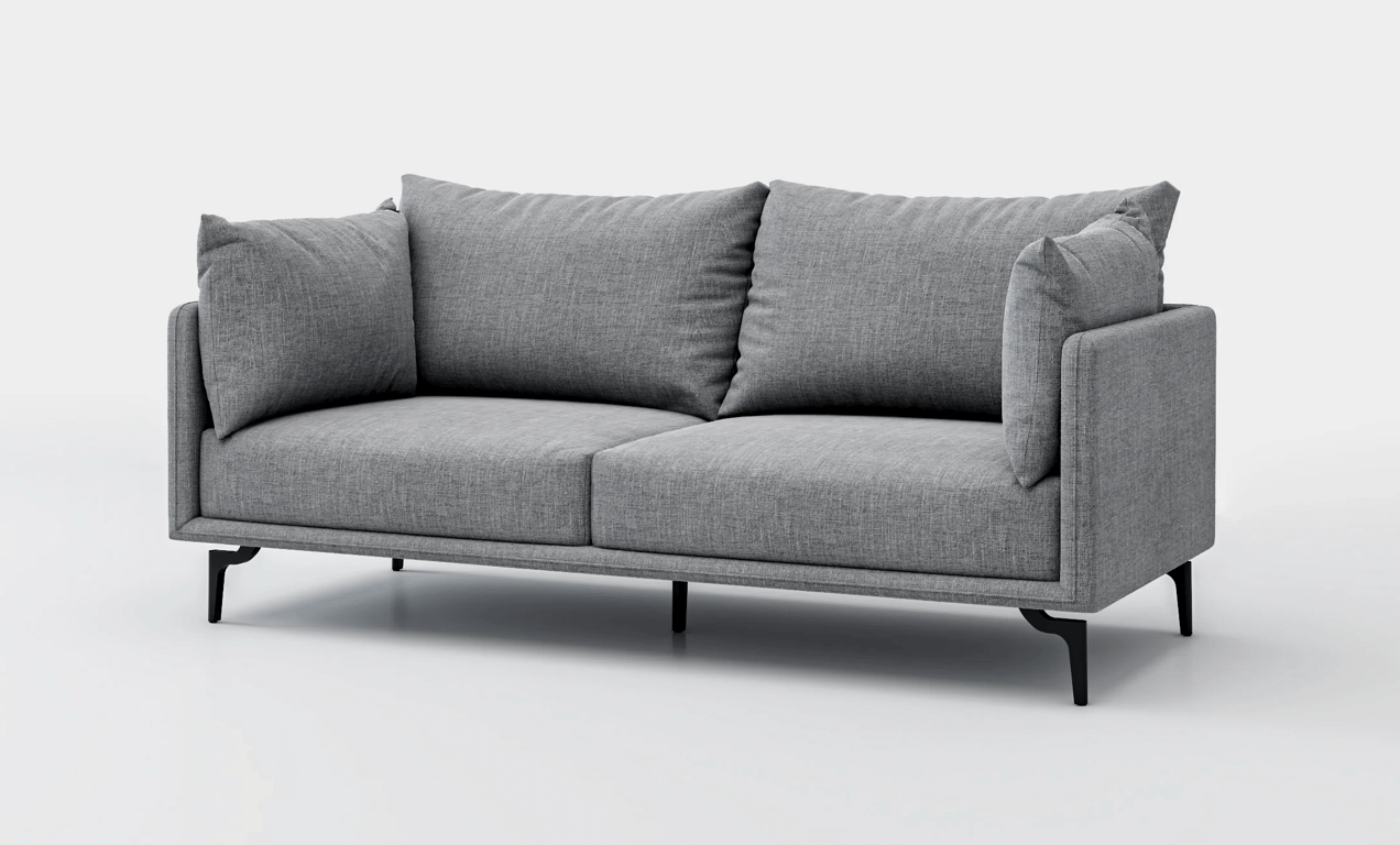 Capilano 2 Seater Beech Wood Sofa With Black Steel Legs 0